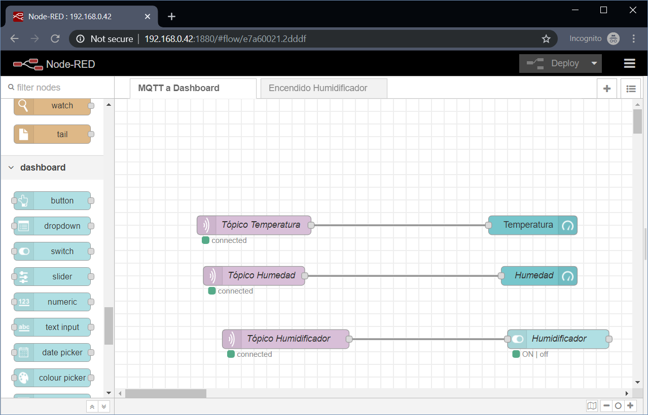 Node-RED Dashboard Flow